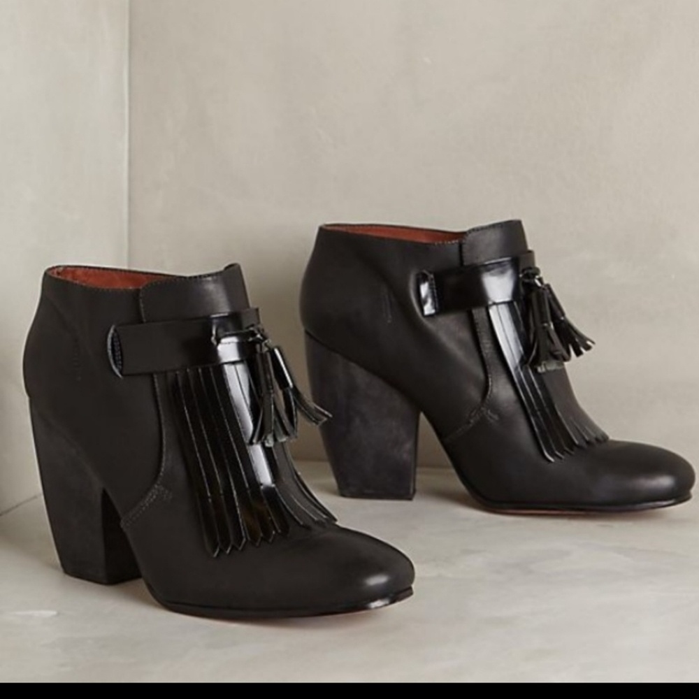 Rachel Comey Alley Fringe‎ Boot Bootie Block Sculpted Heel Ankle 9 Leather